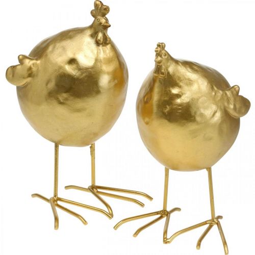 Floristik24 Gouden kip decoratie keuken Paasdecoratie H21.5cm 2st