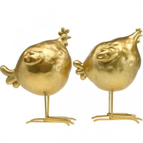 Floristik24 Gouden kip decoratie keuken Paasdecoratie H21.5cm 2st