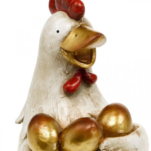 Floristik24 Paaskip, sierkip, kip met gouden eieren, paasfiguur H24cm