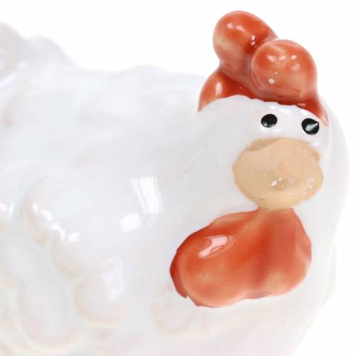 Floristik24 Decoratief kip wit, keramisch figuur, paasdecoratie 2st