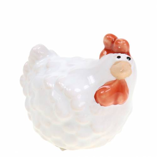 Floristik24 Decoratief kip wit, keramisch figuur, paasdecoratie 2st