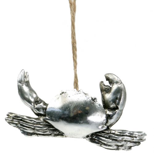 Floristik24 Deco krab en kreeft om op te hangen antiek zilver 9cm 2st