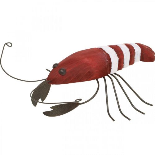 Floristik24 Lobster maritiem decoratief figuur van hout en metaal rood 15x12cm