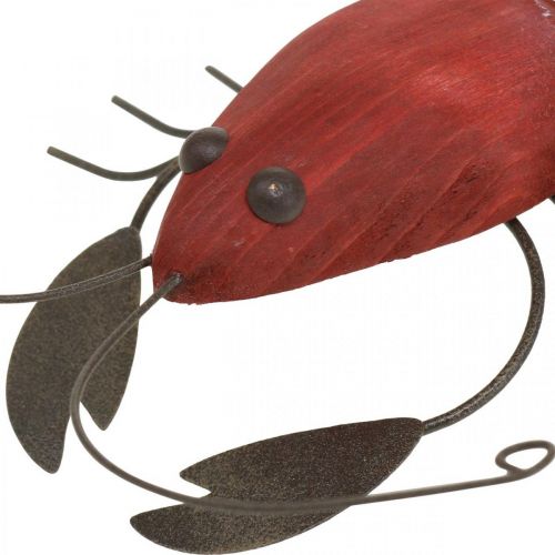 Floristik24 Lobster maritiem decoratief figuur van hout en metaal rood 15x12cm