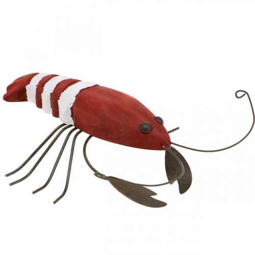 Floristik24 Lobster maritiem decoratief figuur van hout en metaal rood 15x12cm