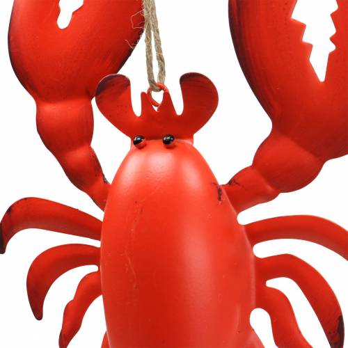 Floristik24 Kreeft deco-hanger metaal rood 11,5x21,5cm 3st