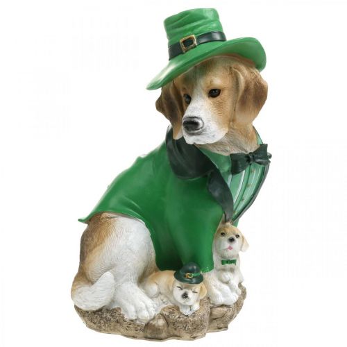 Artikel Beagle in Hat St. Patrick&#39;s Day Hond in pak Tuindecoratie Hound H24.5cm