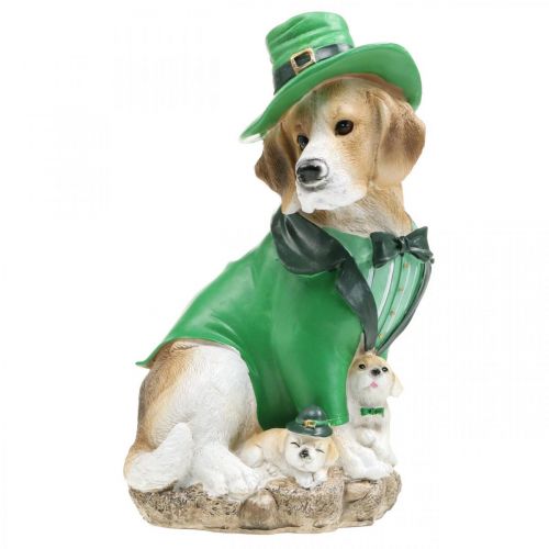 Artikel Beagle in Hat St. Patrick&#39;s Day Hond in pak Tuindecoratie Hound H24.5cm
