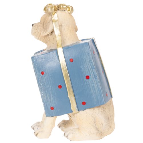 Decoratief beeldje van een zittende puppy in een geschenkdoos, 20 cm | Floristik24.nl