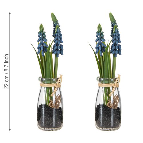 Artikel Hyacint kunstparel hyacint blauw in glas H22cm 2st