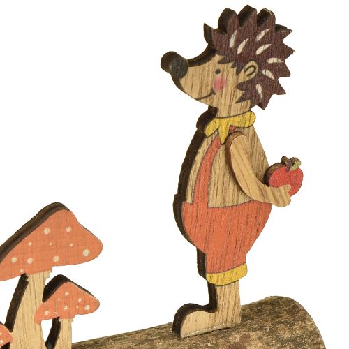 Artikel Egel met paddenstoelen herfstfiguur houten egel geel/oranje H11cm set van 6