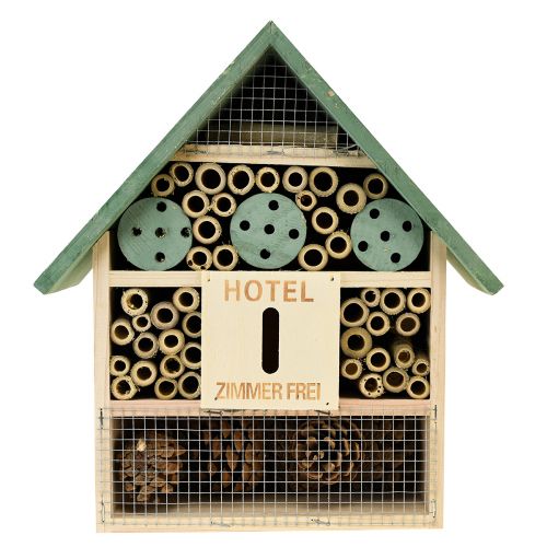 Floristik24 Insectenhotel Houten Insectenhuis Groen Naturel 26,5x9x31cm