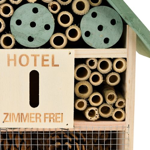 Artikel Insectenhotel Houten Insectenhuis Groen Naturel 26,5x9x31cm