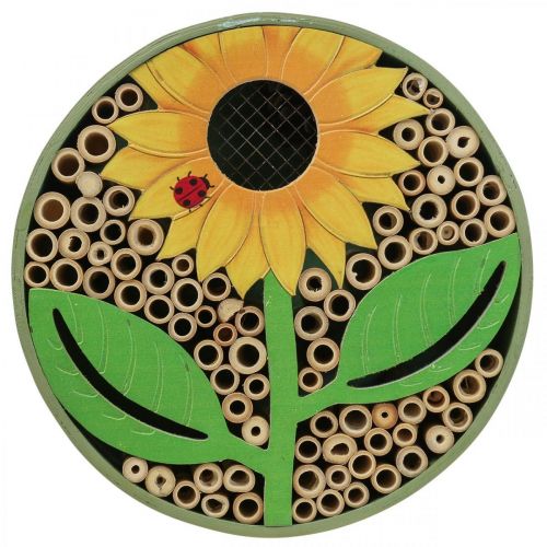 Insectenhotel Rond Houten Insectenhuis Groen Zonnebloem Ø25cm
