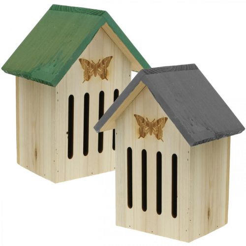 Floristik24 Insectenhotel hout, insectenhuisje, nesthulp vlinder H21.5cm