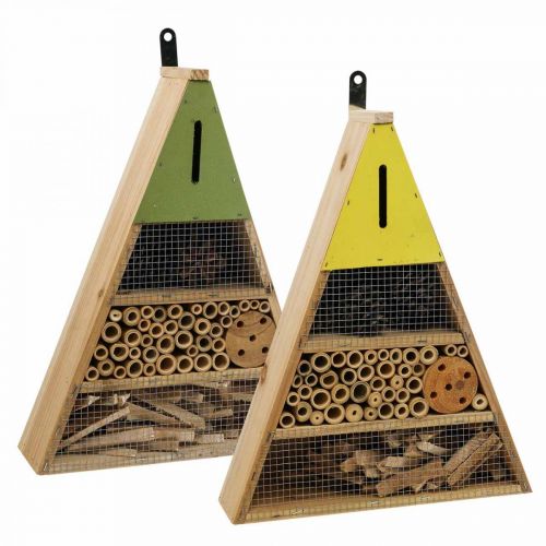 Insectenhotel Insectenhuis Hout Groen Geel 30,5x39cm