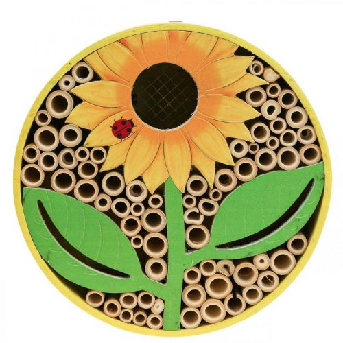 Floristik24 Insectenhotel Rond Houten Insectenhuis Geel Zonnebloem Ø25cm