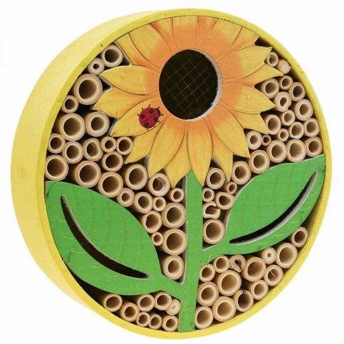 Floristik24 Insectenhotel Rond Houten Insectenhuis Geel Zonnebloem Ø25cm