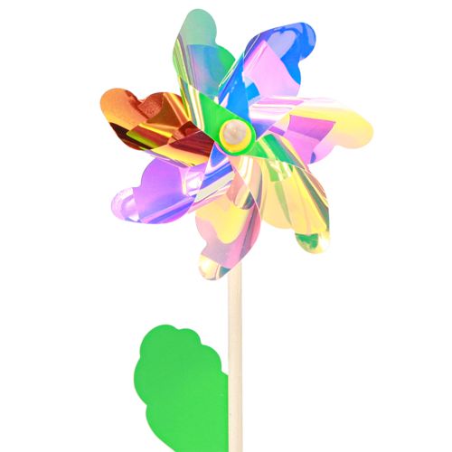 Artikel Iriserende vuurradbloem met blad windmolen Ø17,5cm 2st