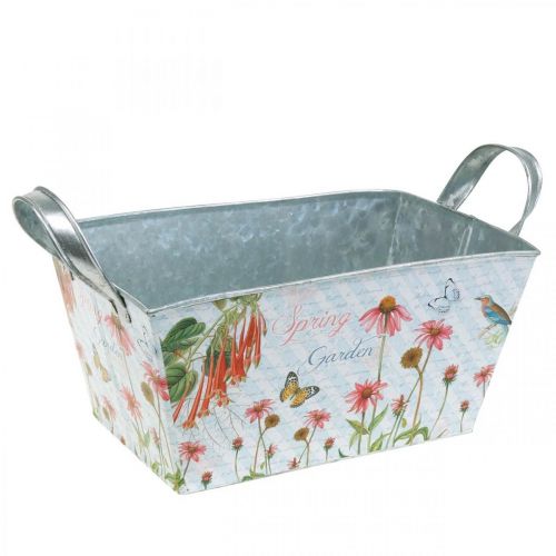 Floristik24 Jardiniere plantenbak met handvatten metalen bloemen lentedecoratie 23 × 14 × 11cm