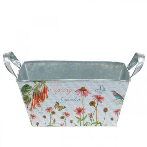 Floristik24 Jardiniere plantenbak met handvatten metalen bloemen lentedecoratie 23 × 14 × 11cm