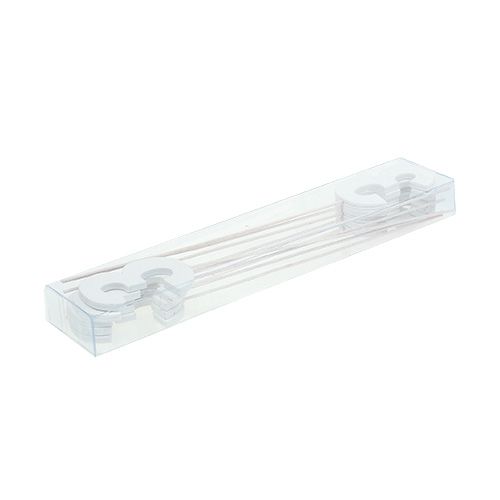 Artikel Verjaardag nummer &quot;3&quot; op de stok wit L27cm 10st