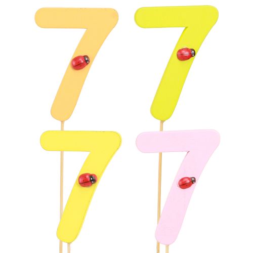 Floristik24 Jubileumnummer &quot;7&quot; op de stick Kleurrijke cijferpluggen 7,5 cm 16 stuks