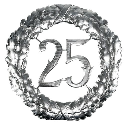 Jubileumnummer 25 in zilver Ø40cm