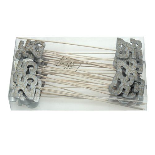 Floristik24 Jubileumnummer "25" gemaakt van hout zilver 36st