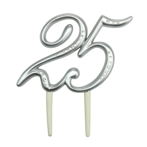 Floristik24 Nummer "25" voor aansluiting van zilver 15,5 cm