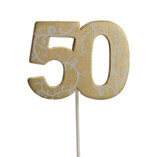 Floristik24 Houtnummer "50" op de 36 gouden staaf