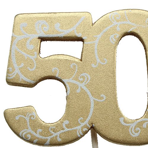 Floristik24 Houtnummer "50" op de 36 gouden staaf