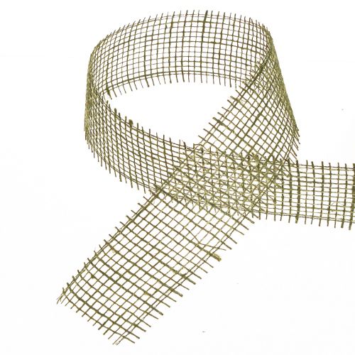 Artikel Jute lint rasterlint decoratief lint in groen olijfgroen 5cm 40m