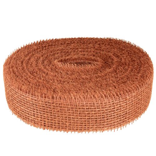 Artikel Jute lint, mesh lint, jute, ecologisch, terracotta rood, 5 cm breed, 40 m lang