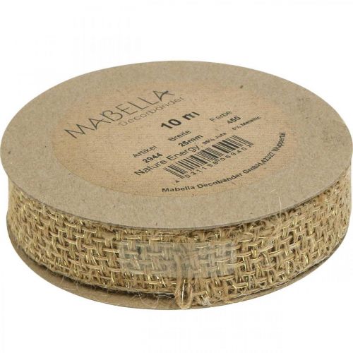 Floristik24 Jute lint natuurlijk, goud decoratief lint jute decoratie 25mm 10m