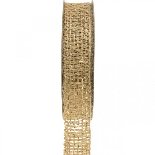 Floristik24 Jute lint natuurlijk, goud decoratief lint jute decoratie 25mm 10m