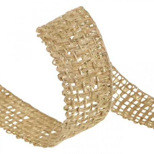 Floristik24 Jute lint natuurlijk, goud decoratief lint jute decoratie 25mm 10m