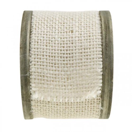 Natuurlijk jute lint, decoratief lint, natuurlijke vezels jute gebleekt, wit B45mm L3m | Floristik24.nl