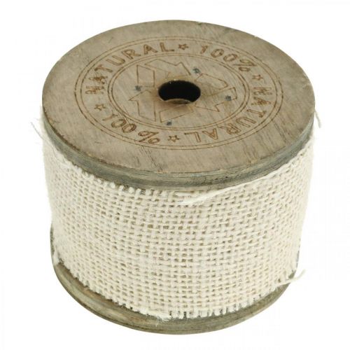 Natuurlijk jute lint, decoratief lint, natuurlijke vezels jute gebleekt, wit B45mm L3m | Floristik24.nl