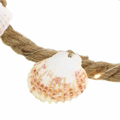 Jute koord met schelpen en LED 200cm decoratief visrestaurant