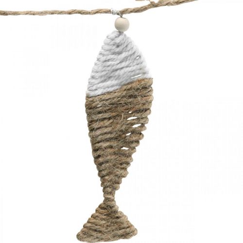 Floristik24 Maritieme decoratieslinger jute 6 vissen met zeester 120cm