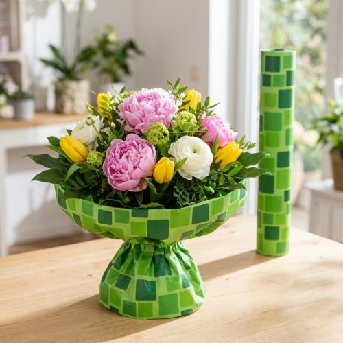 Manchetpapier voor bloemenboeketten in mozaïekdesign, 25 cm x 100 m | Floristik24.nl