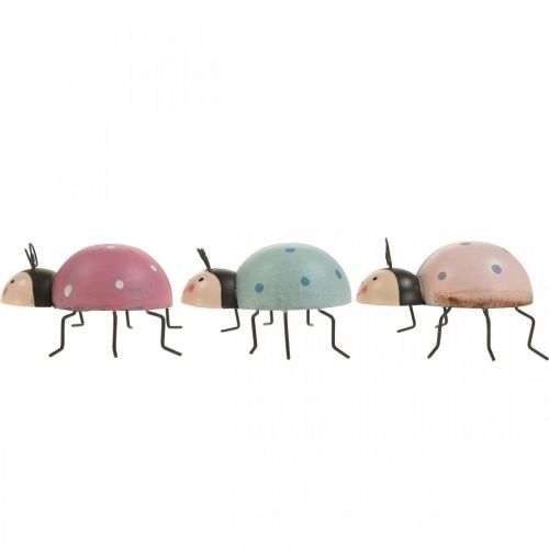 Artikel Kever Decoratie Figuur Pastel Lente Decoratie Metaal 8,5×10,5cm 3 st.