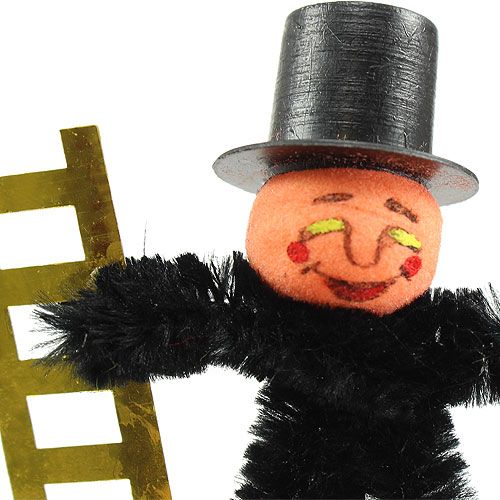 Floristik24 Schoorsteenveger met paddestoel en ladder op houten stok 8cm 24st