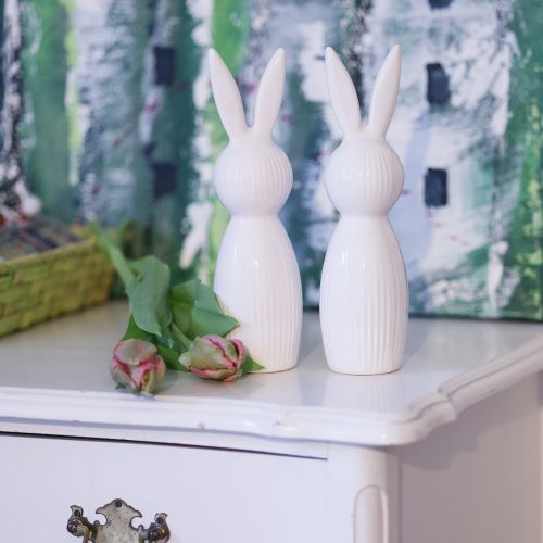 Artikel Eenvoudig konijnenbeeldje als decoratief object voor moderne lente-arrangementen, 22 cm, 2 stuks