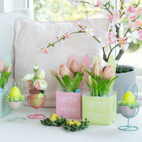 Artikel Draadkonijn als open decoratief object voor moderne lente- en paasideeën, 16 cm, 3 stuks