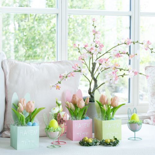 Artikel Draadkonijn als open decoratief object voor moderne lente- en paasideeën, 16 cm, 3 stuks