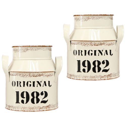 Artikel Kruik Metalen Decoratie &quot;Origineel 1982&quot; Crème Roest H16cm 2st