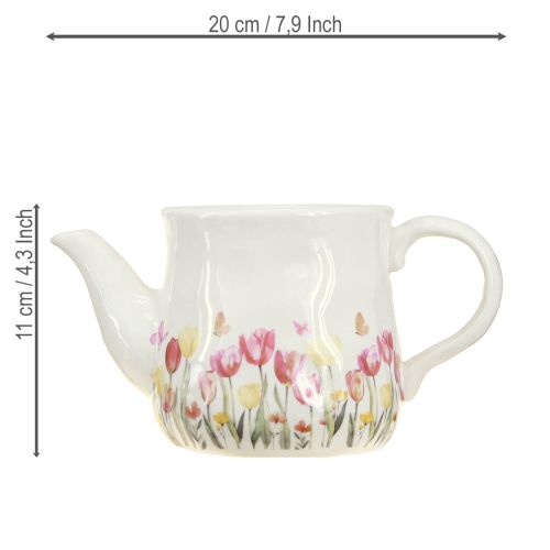 Artikel Keramische kan met bloemenmotief voor een lenteachtig accent in de woonkamer, 20 cm.