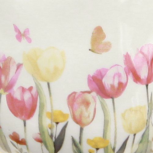 Artikel Keramische kan met bloemenmotief voor een lenteachtig accent in de woonkamer, 20 cm.